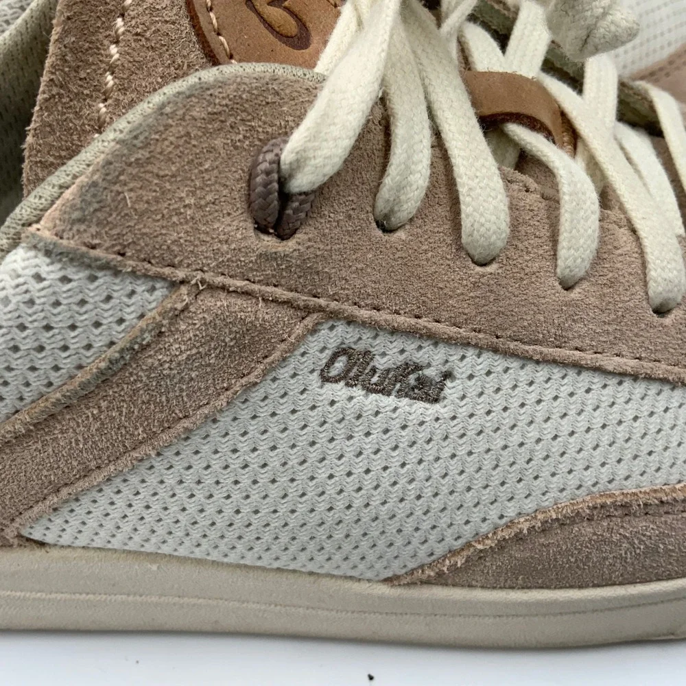 OluKai Pehuea Li Womens Mesh Suede Sneakers Tan Beige 20379-4040